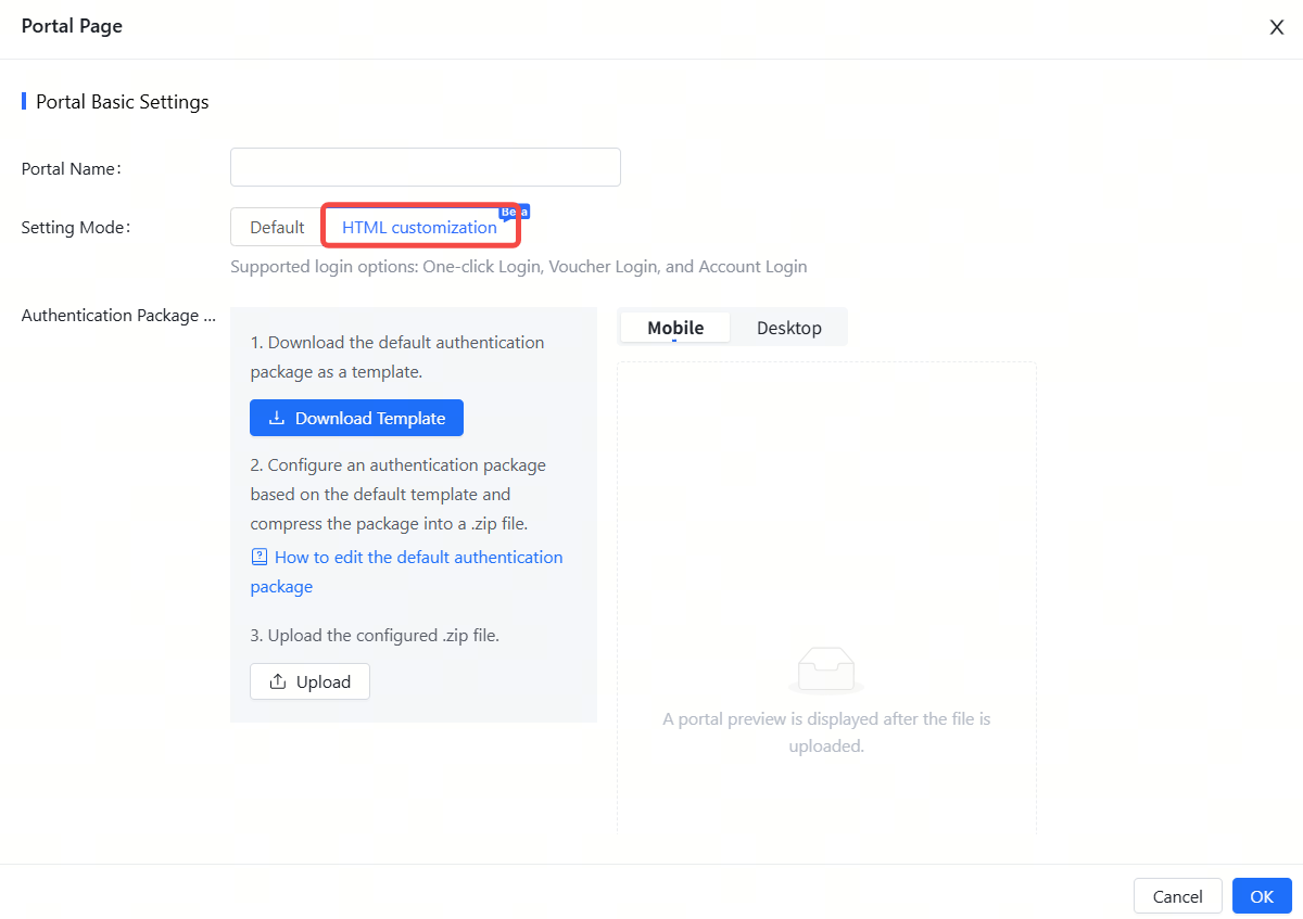 הגדרת מצב הגדרה ל-HTML customization