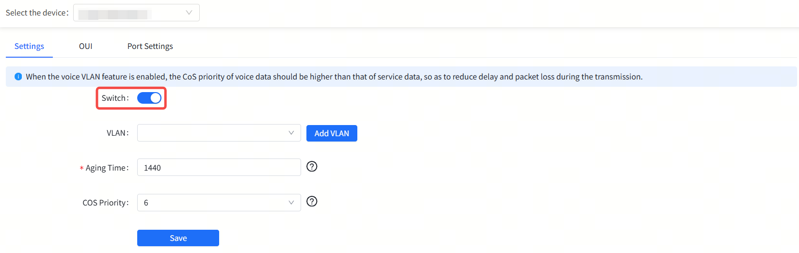 הגדרות Voice VLAN