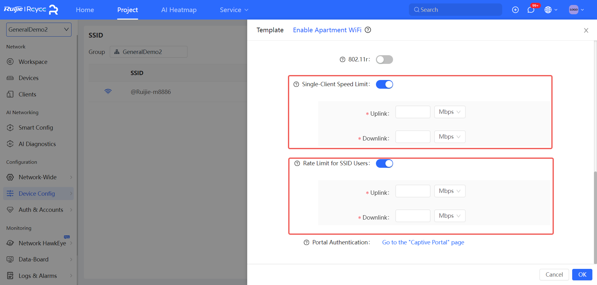 הגדרת הגבלת קצב ללקוח יחיד ולכל משתמשי ה-SSID