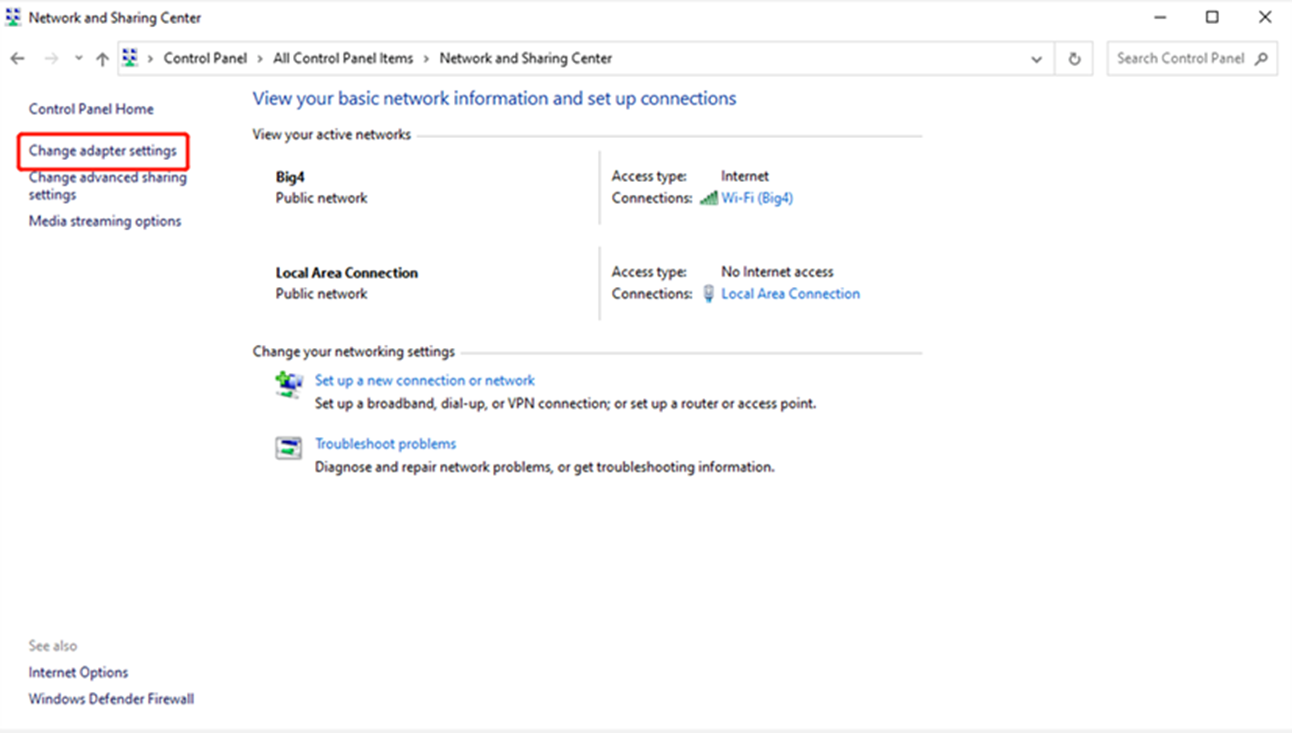 שינוי הגדרות מתאם