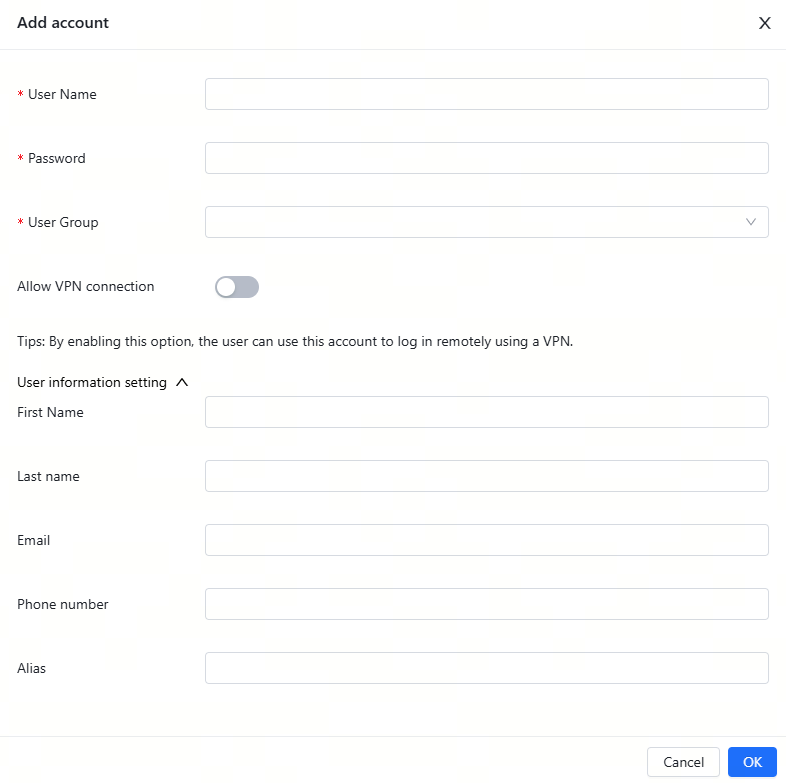 הוספת חשבון ידנית