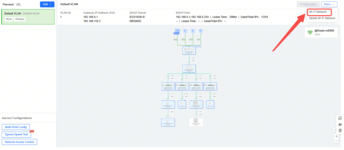 בחירת הוספת רשת Wi-Fi מ-VLAN קיים