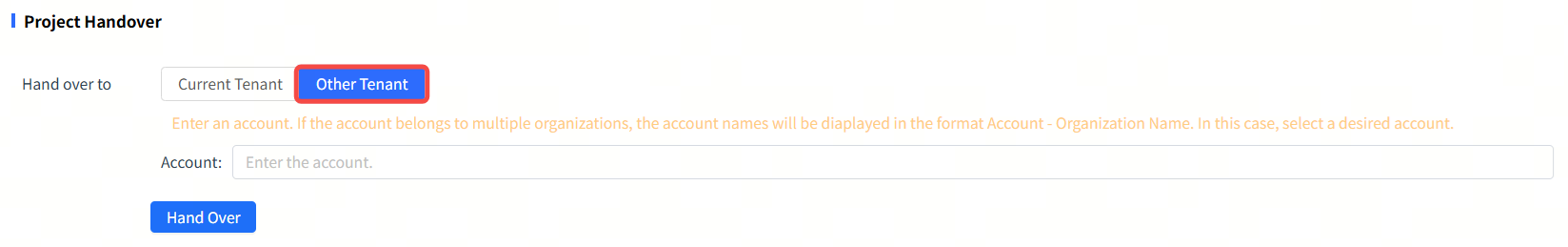 מסירת פרויקט לדייר אחר