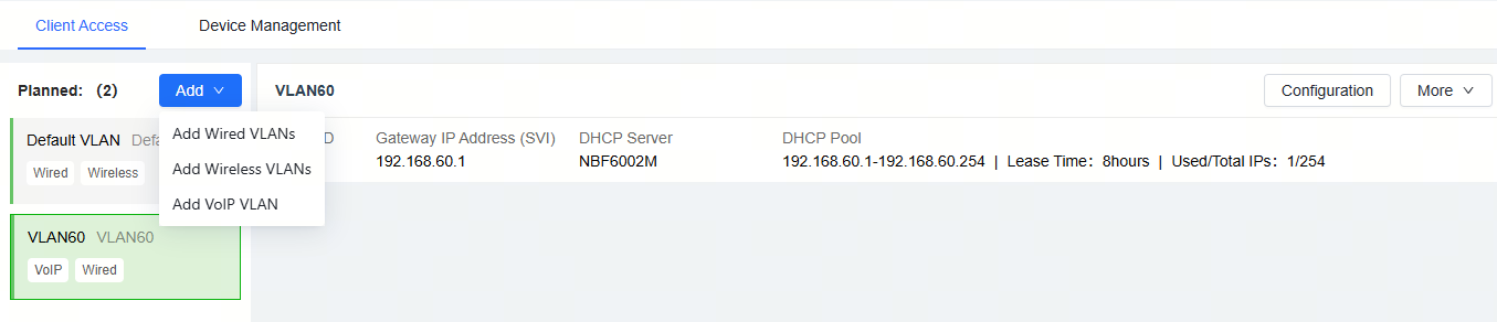 הגדרת פרמטרים ליצירת VoIP VLAN