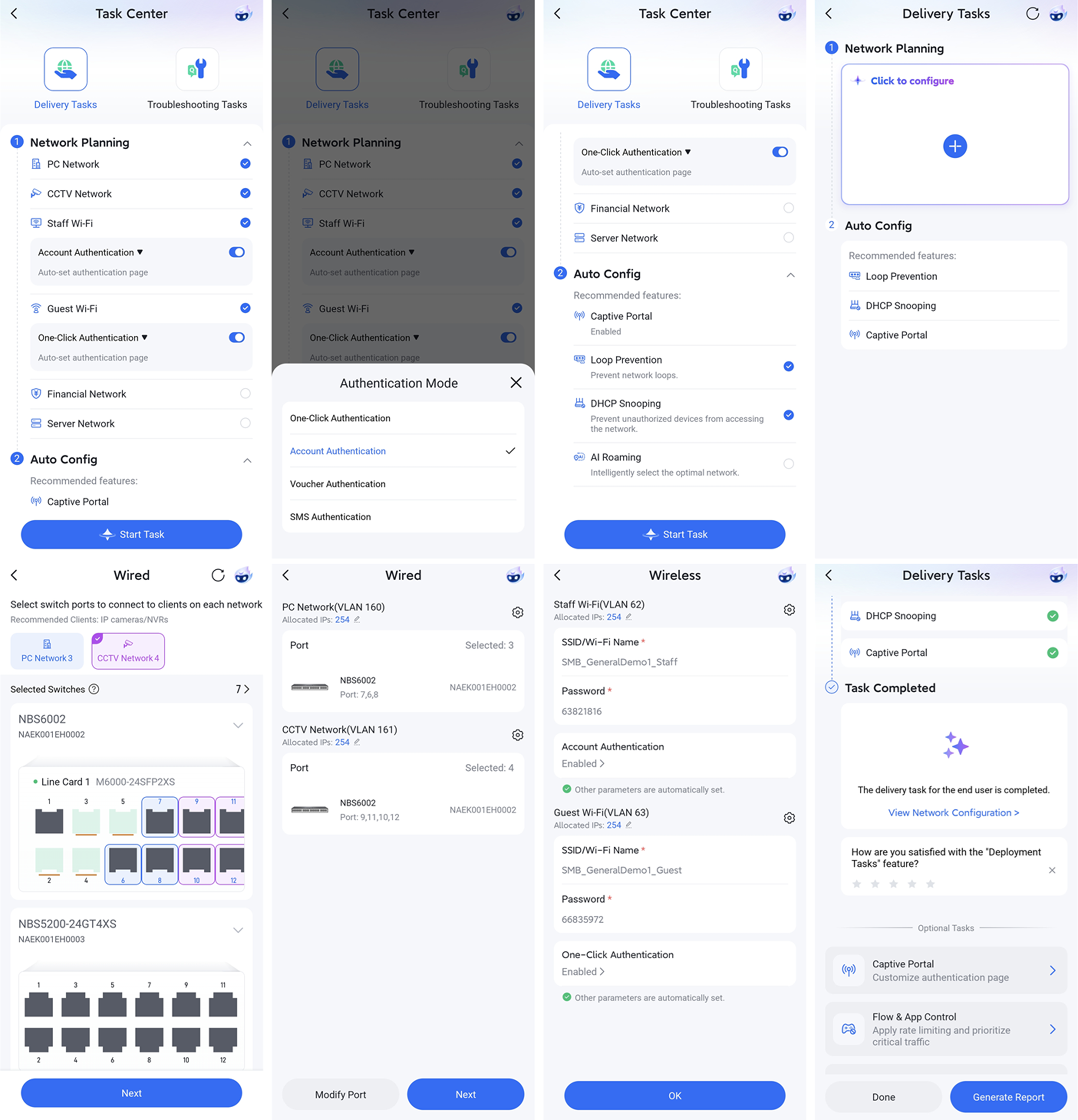 שלבי הגדרת משימת פריסה ותכנון רשת
