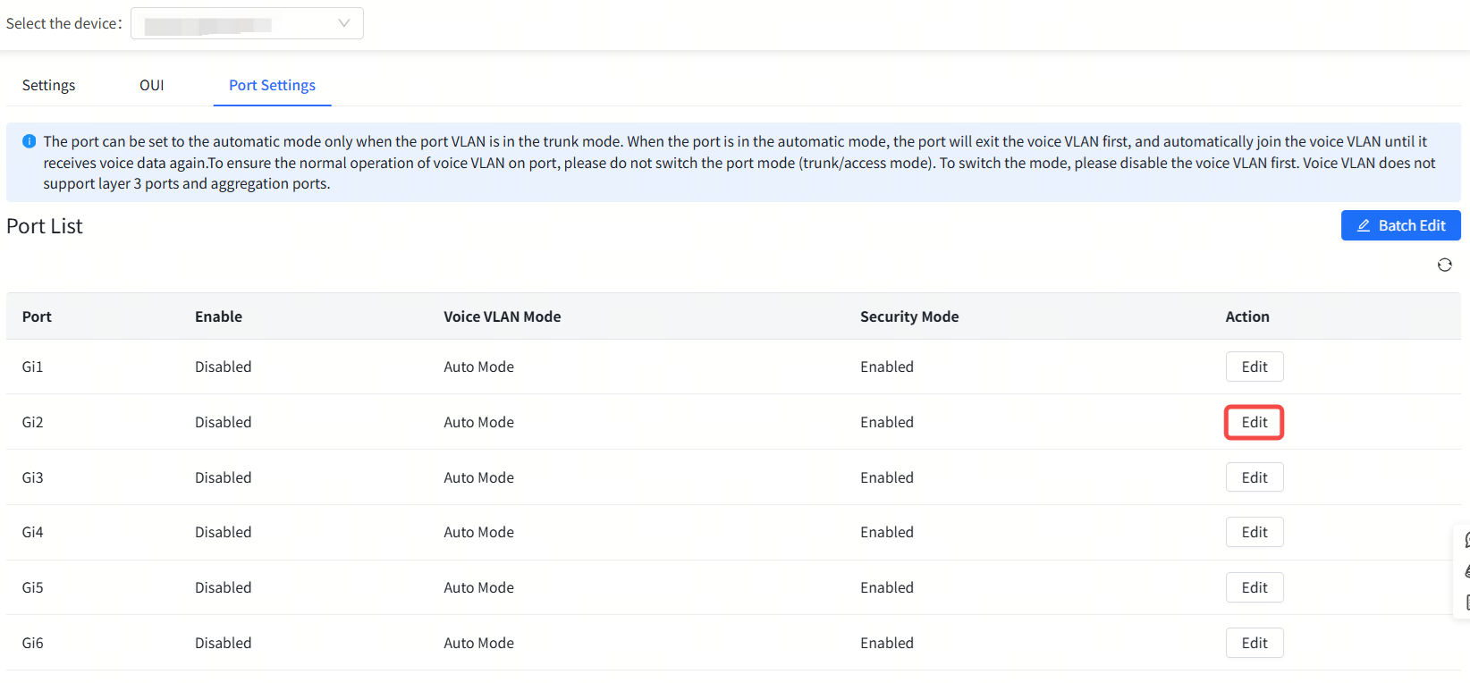 עריכת הגדרות יציאה עבור Voice VLAN