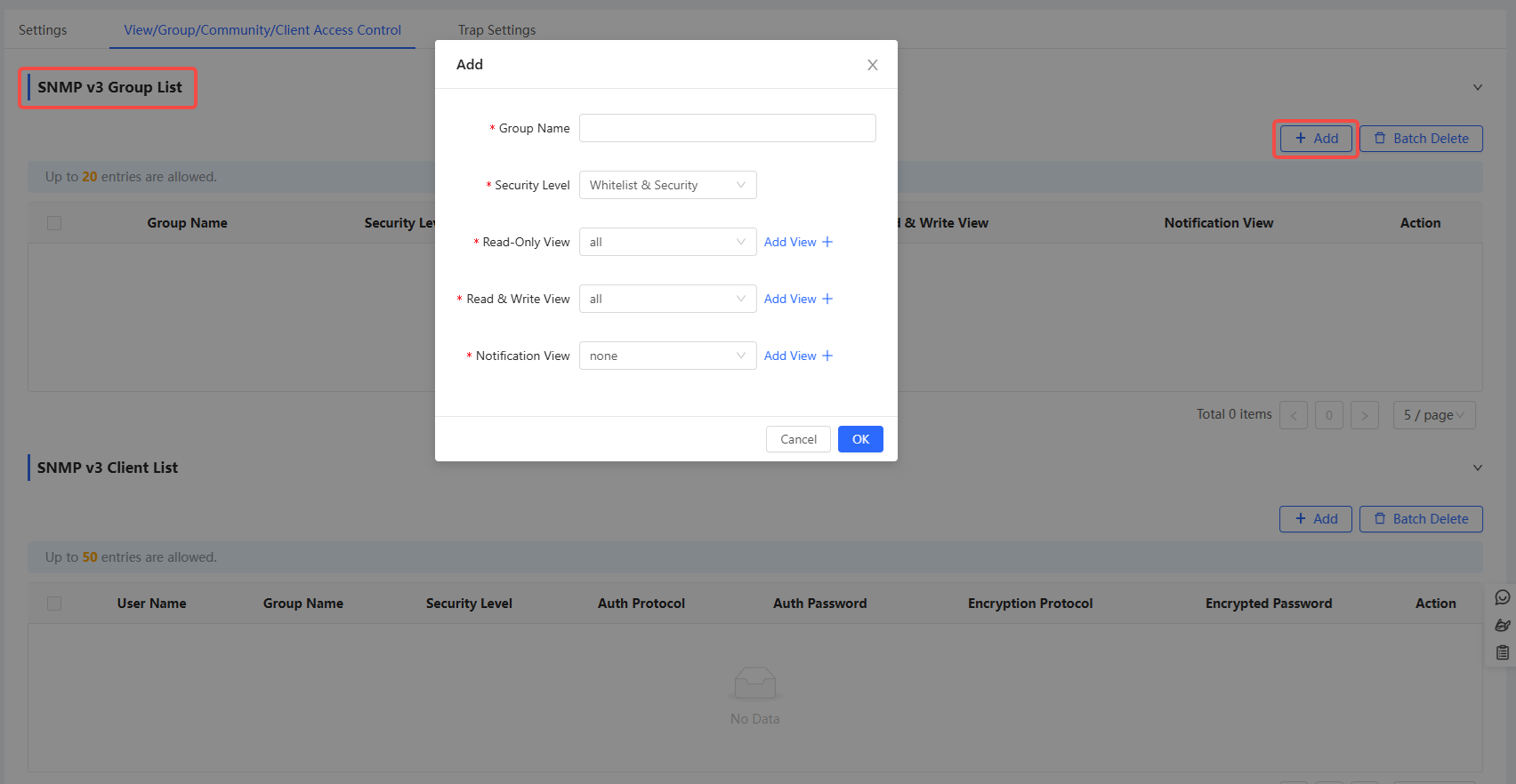 שדות הגדרת SNMP Trap