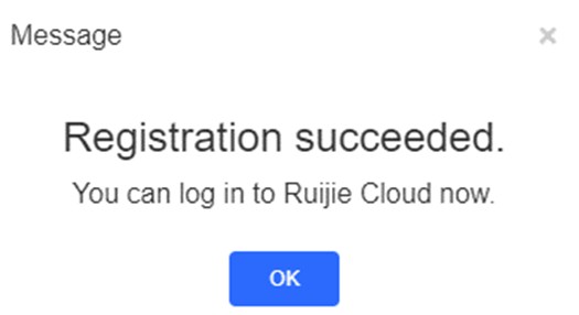 Registration succeeded message
