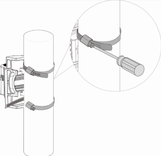 איור תקריב המראה את הרכבת תושבת העמוד