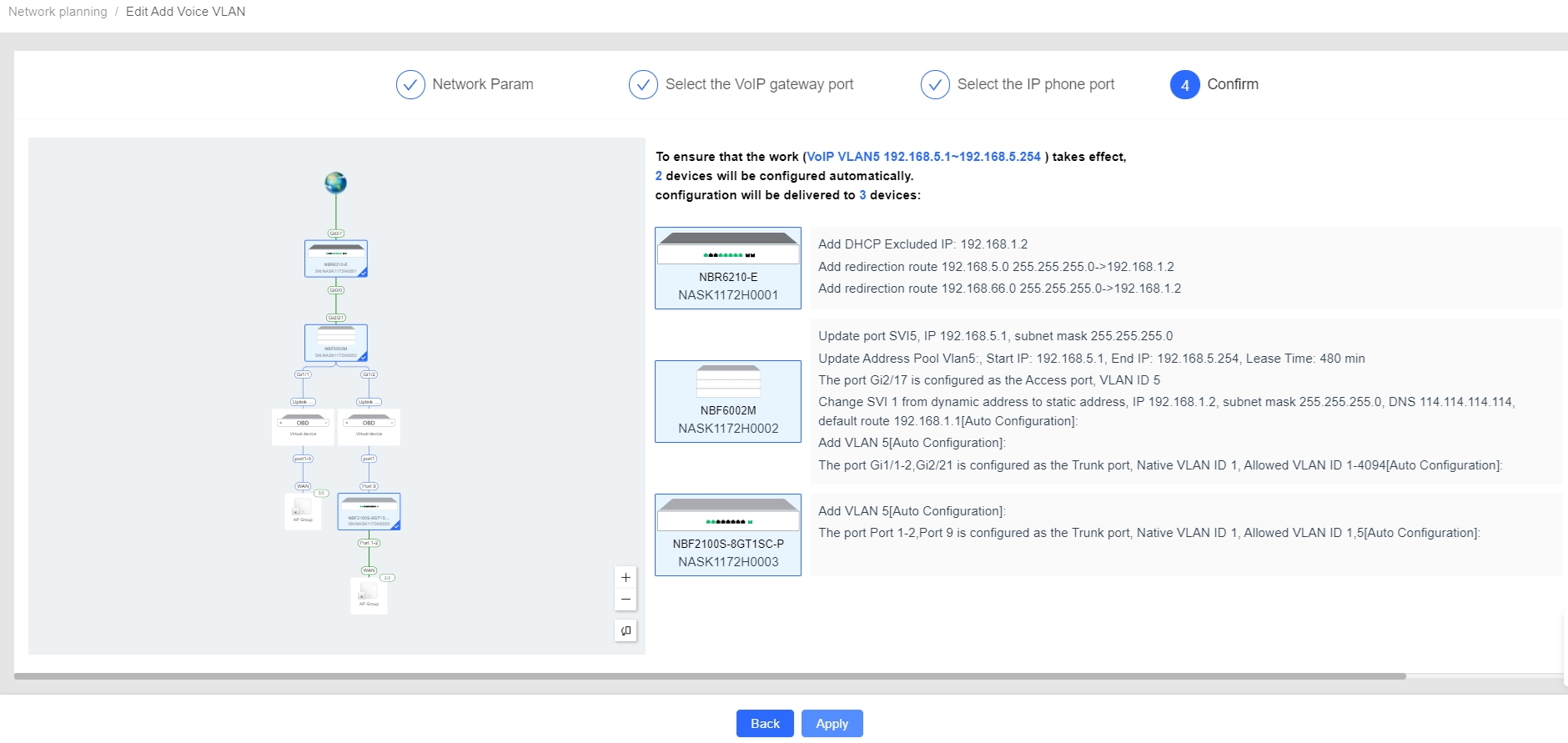 מסך אישור קונפיגורציית פורטים