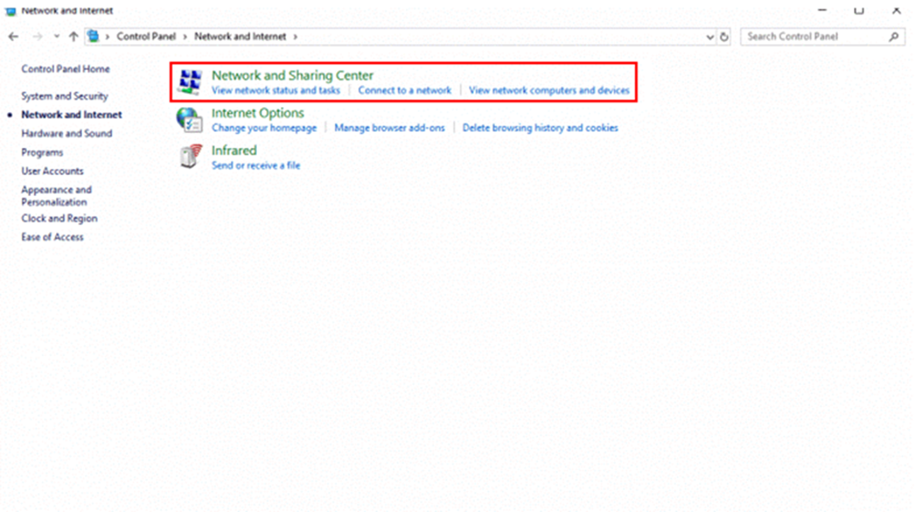 בחירת סוג חיבור
